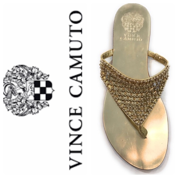 Vince Camuto Shoes - Vince Camuto Gold Beaded Sandals, 6 1/2